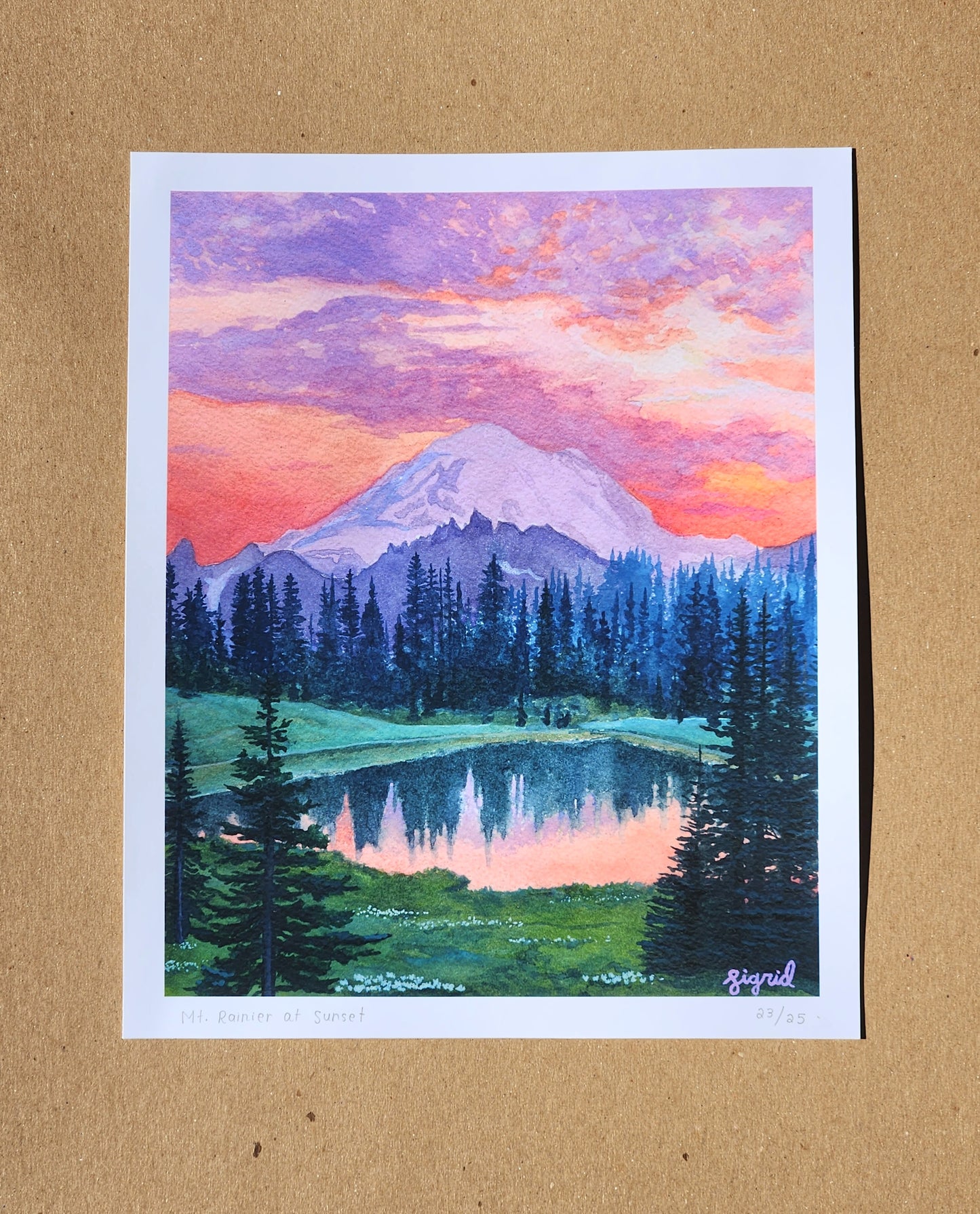 mt. rainier watercolor print