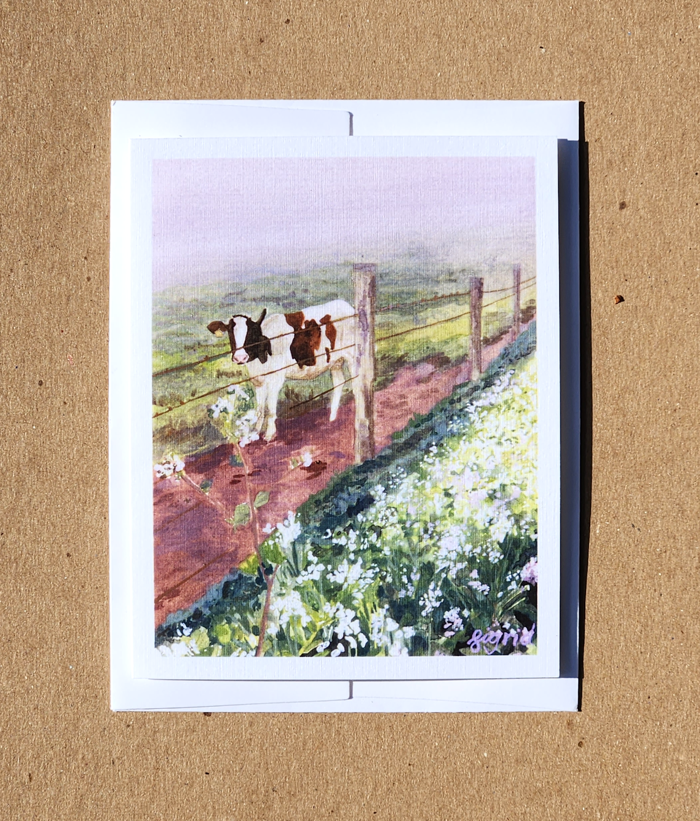lavender haze cow 4 x 5" card