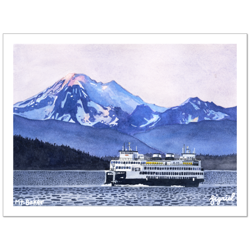 mt. baker watercolor print