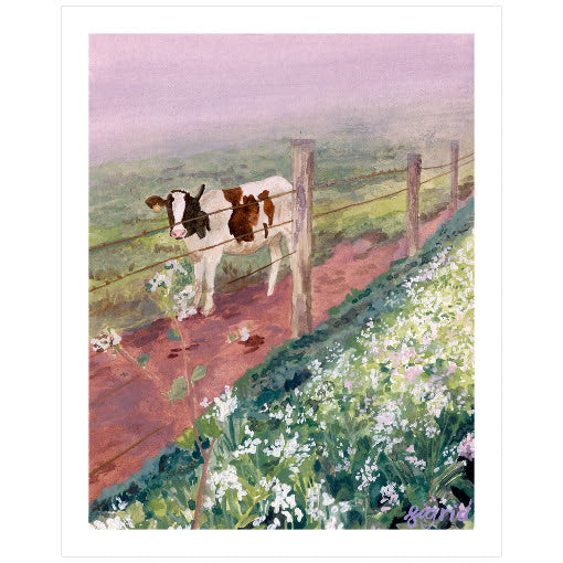 lavender haze cow watercolor print